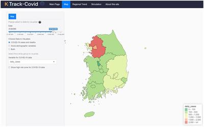 K-Track-Covid: interactive web-based dashboard for analyzing geographical and temporal spread of COVID-19 in South Korea
